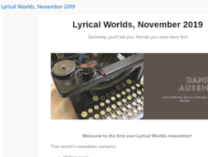 November newsletter almost ready to go out.