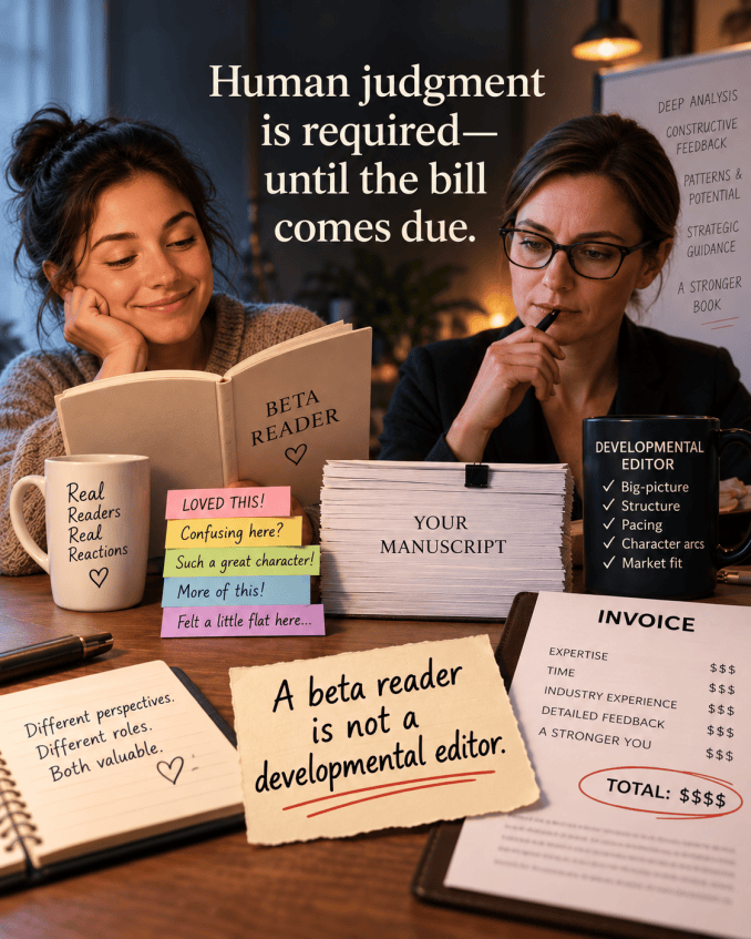 No! Beta Readers are NOT Developmental Editors